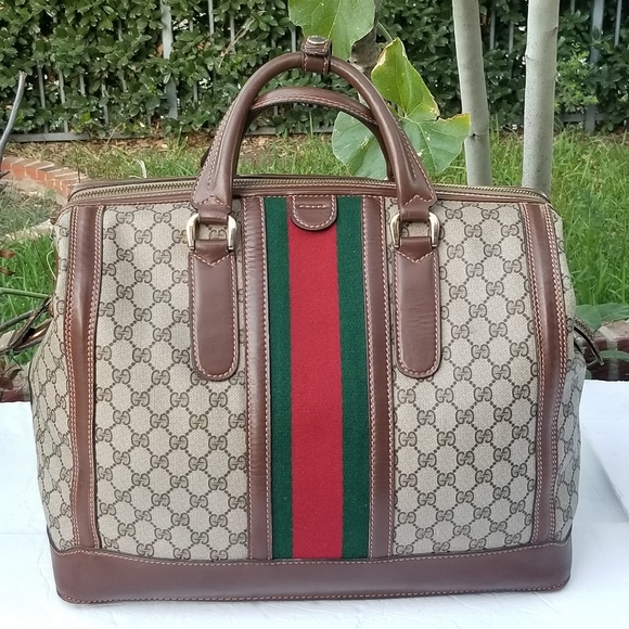 Fabulous Vintage Gucci Supreme Overnight Weekender Travel Train case Boston bag - Picture 4 of 16